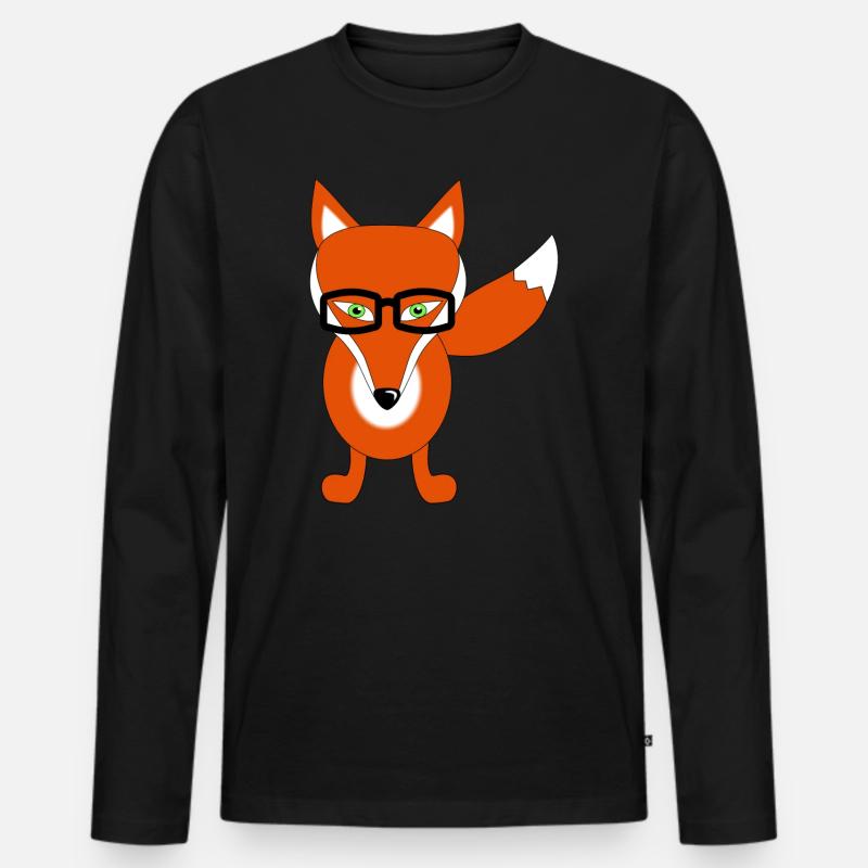 fuchs mit brille - Männer Premium Bio Langarmshirt - Schwarz