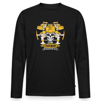 Straßenbau Straßenbauer Asphaltbauer Geschenk Alle - Männer Premium Bio Langarmshirt - Schwarz - Vorne - Nico (187cm)