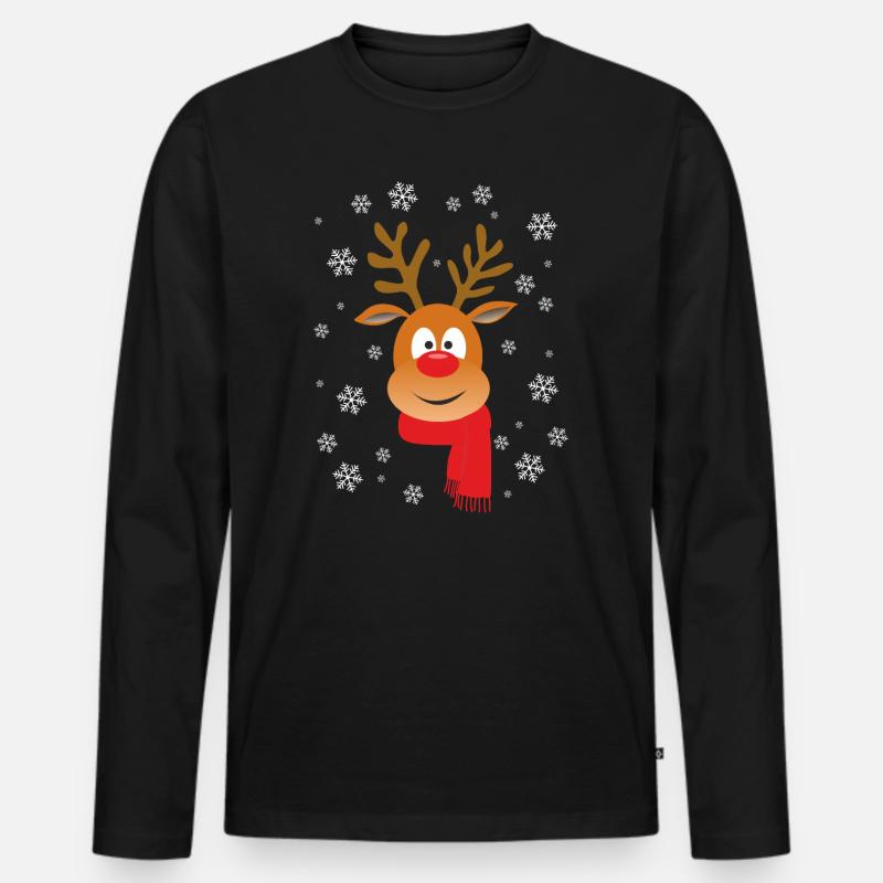 WEIHNACHTSRINDER - Männer Premium Bio Langarmshirt - Schwarz