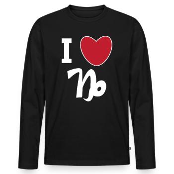 Capricorne Heart Statement Astrologie Superstition - T-shirt manches longues Premium bio Homme - noir - Devant - Nico (187cm)