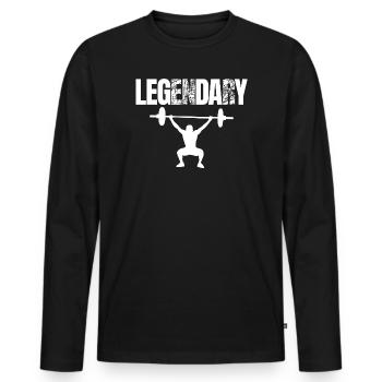 Bodybuilder Leg Day Langhantel Krafttraining - Männer Premium Bio Langarmshirt - Schwarz - Vorne - Nico (187cm)