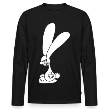 Lapin blanc grognon - T-shirt manches longues Premium bio Homme - noir - Devant - Nico (187cm)