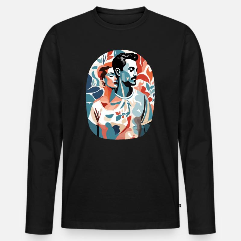 Abstrakte Kunst Mann und Frau - Männer Premium Bio Langarmshirt - Schwarz