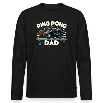 Table Tennis Katze Pingpong Black Cat Dad Outfit - T-shirt manches longues Premium bio Homme - noir - Devant - Nico (187cm)
