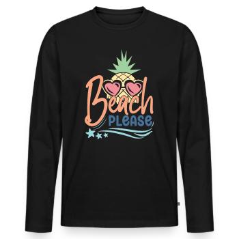 Strand bitte - Männer Premium Bio Langarmshirt - Schwarz - Vorne - Nico (187cm)