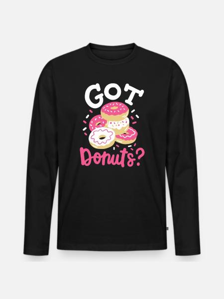 Donuts Donut-Liebhaber - Männer Premium Bio Langarmshirt - Schwarz