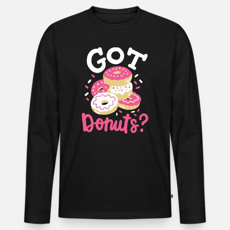 Donuts Donut-Liebhaber - Männer Premium Bio Langarmshirt - Schwarz
