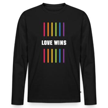 LGBT Pride Month - Liebe gewinnt - Männer Premium Bio Langarmshirt - Schwarz - Vorne - Nico (187cm)