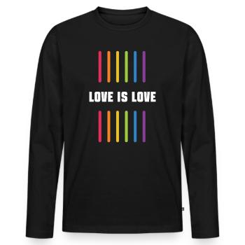 Mois de la fierté LGBT - Love is Love - T-shirt manches longues Premium bio Homme - noir - Devant - Nico (187cm)