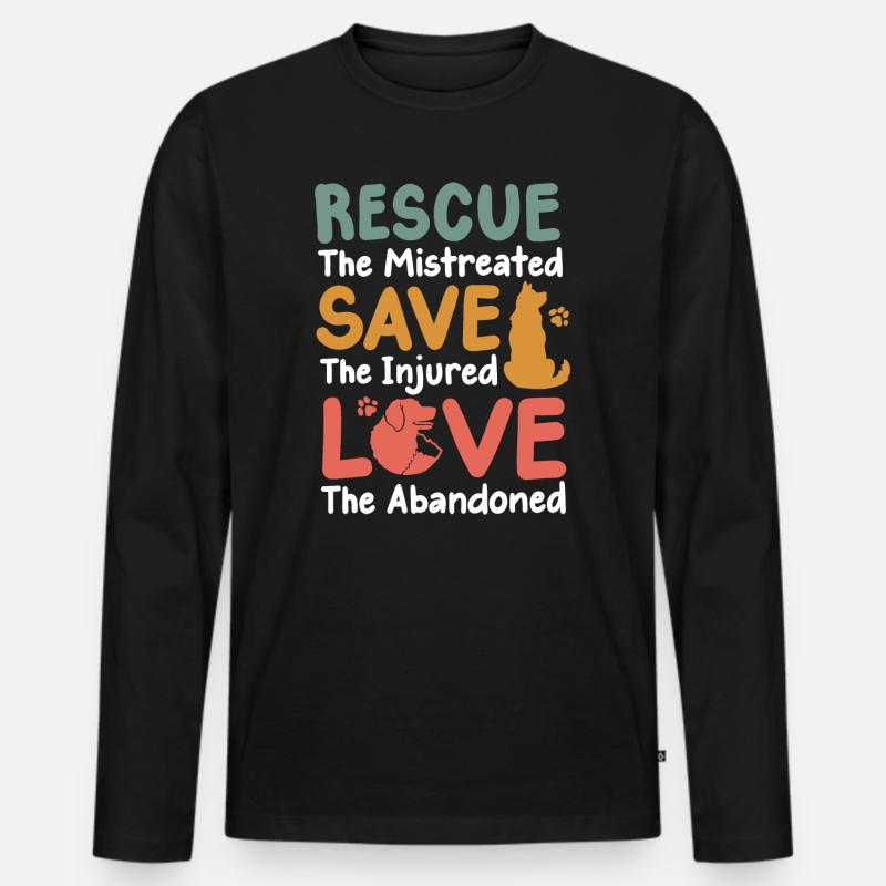Hunde Rettung Adoptieren - Männer Premium Bio Langarmshirt - Schwarz