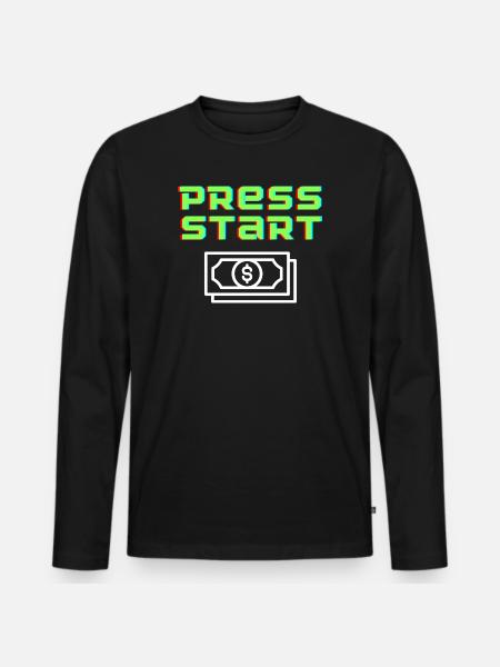 Press Start Retro Arcade Bill - Men's Premium Organic Long Sleeve Shirt - black