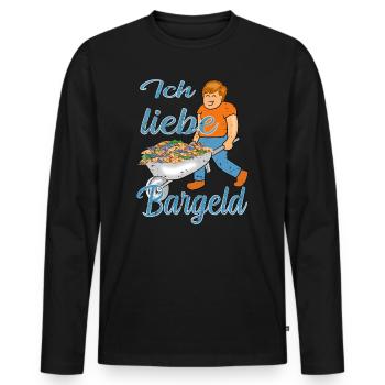 Bargeld Geld - Männer Premium Bio Langarmshirt - Schwarz - Vorne - Nico (187cm)