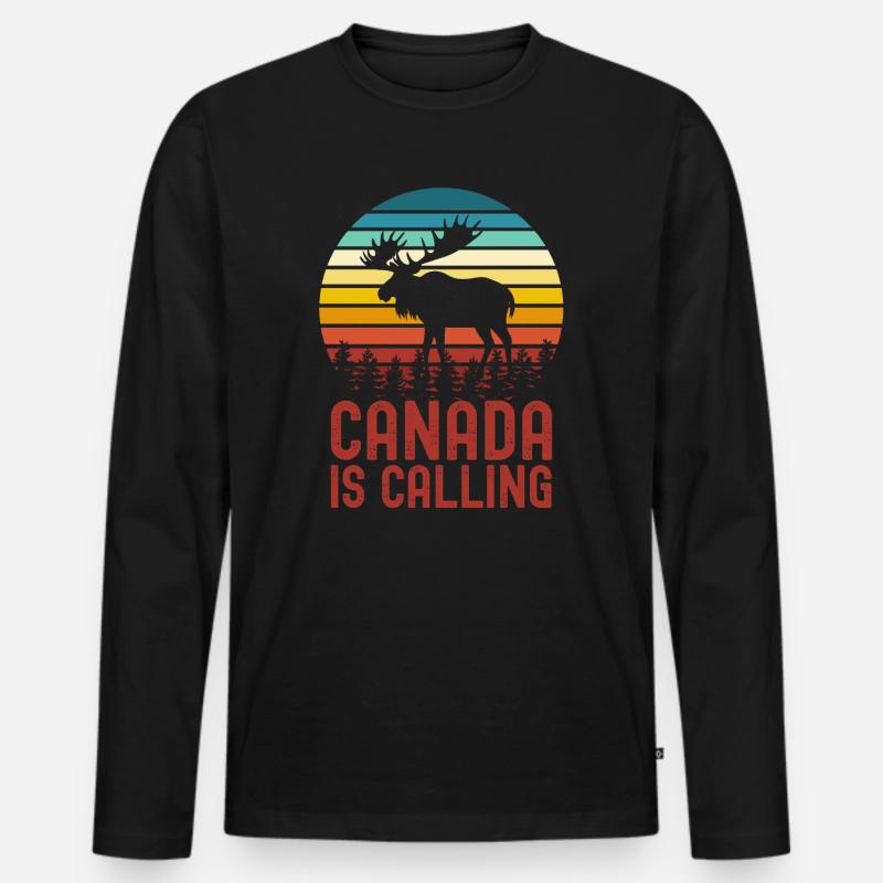 Kanada Elch - Männer Premium Bio Langarmshirt - Schwarz