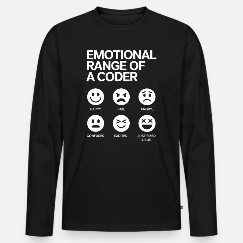 Emotionale Bandbreite eines Programmierers - Männer Premium Bio Langarmshirt - Schwarz