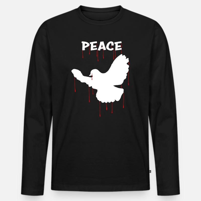 Friedenstaube - Männer Premium Bio Langarmshirt - Schwarz
