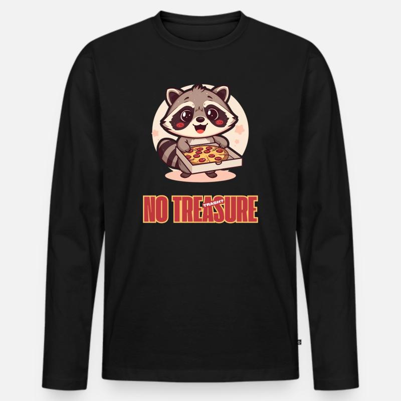 Waschbär mit Pizzaliebe - Trash? No, Treasure! - Männer Premium Bio Langarmshirt - Schwarz