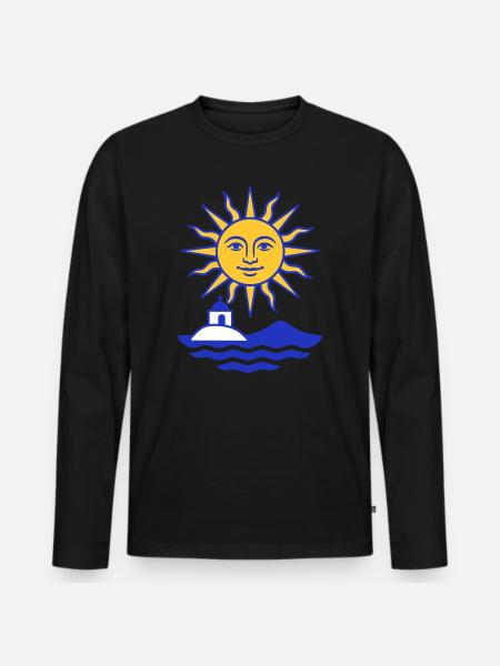 Greece Sun: Sun, Water, Chapel - Men's Premium Organic Long Sleeve Shirt - black