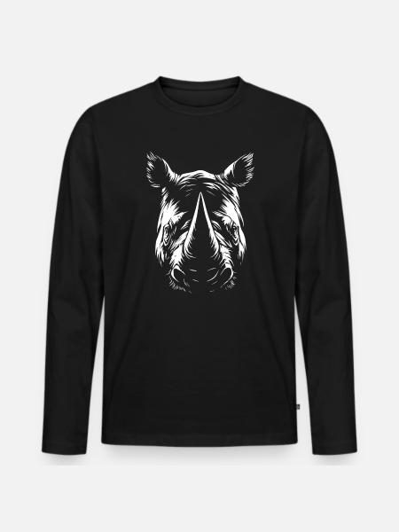 Rhino white - Men's Premium Organic Long Sleeve Shirt - black