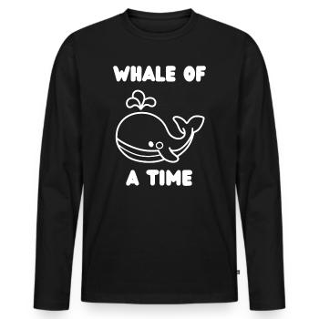 Baleine drôle Whale of a Time humour - T-shirt manches longues Premium bio Homme - noir - Devant - Nico (187cm)