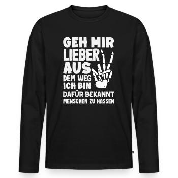Get out of my way – I hate people - Men's Premium Organic Long Sleeve Shirt - black - Front - Nico (187cm)