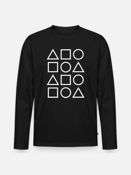 Geometric Glyph Grid - Men's Premium Organic Long Sleeve Shirt - black