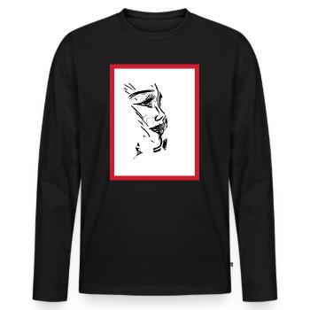 Female Portrait Ink - Men's Premium Organic Long Sleeve Shirt - black - Front - Nico (187cm)