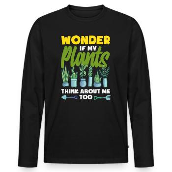Garden & Plant Lovers Gifts - Men's Premium Organic Long Sleeve Shirt - black - Front - Nico (187cm)