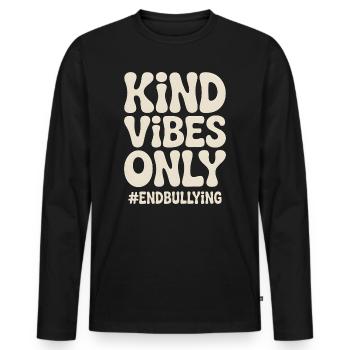 Des vibes bienveillants ne font que mettre fin au harcèlement - T-shirt manches longues Premium bio Homme - noir - Devant - Nico (187cm)