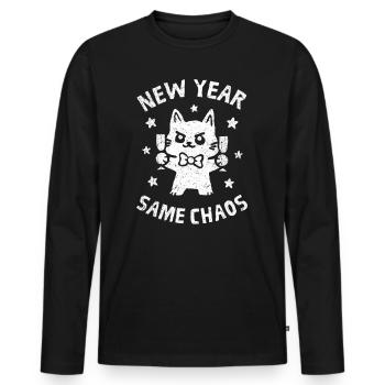 New Year Same Chaos - Men's Premium Organic Long Sleeve Shirt - black - Front - Nico (187cm)
