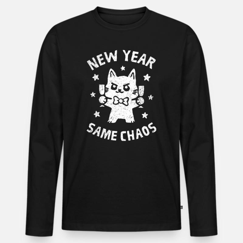 Neujahr Dasselbe Chaos - Männer Premium Bio Langarmshirt - Schwarz