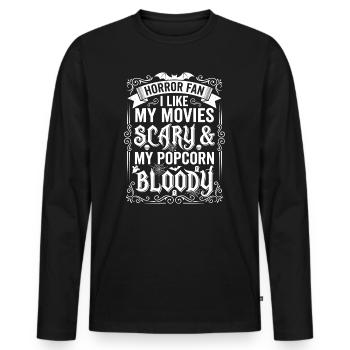Horror Fan: Movies, Blood, Popcorn - Men's Premium Organic Long Sleeve Shirt - black - Front - Nico (187cm)