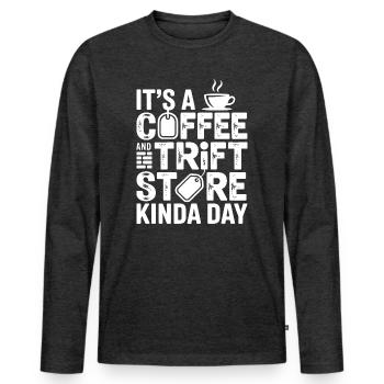 Coffee and Thrift Store Day - Men's Premium Organic Long Sleeve Shirt - heather anthracite - Front - Nico (187cm)