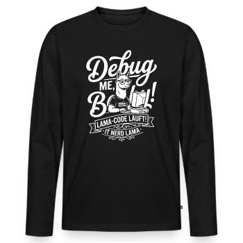 Lama Code Debug Design - Männer Premium Bio Langarmshirt - Schwarz - Vorne - Nico (187cm)