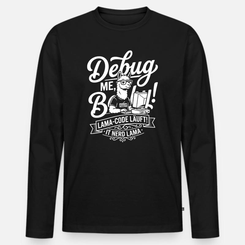 Lama Code Debug Design - Männer Premium Bio Langarmshirt - Schwarz