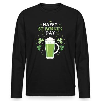 Green St. Patrick's Day Glass and Shamrocks - Men's Premium Organic Long Sleeve Shirt - black - Front - Nico (187cm)