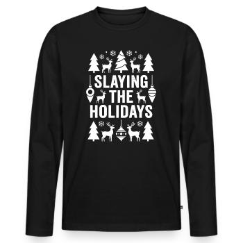 Slaying The Holidays Christmas Humor - Men's Premium Organic Long Sleeve Shirt - black - Front - Nico (187cm)