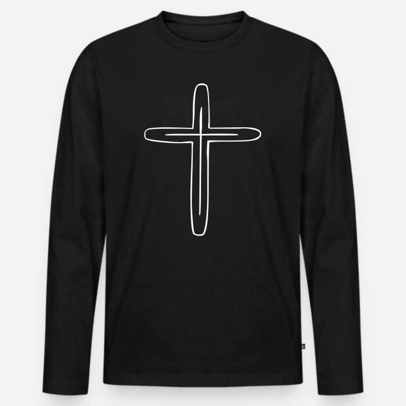 Kreuz - Männer Premium Bio Langarmshirt - Schwarz
