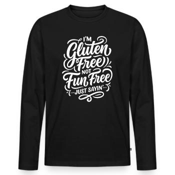 Gluten Free Fun Free Humor Saying - Men's Premium Organic Long Sleeve Shirt - black - Front - Nico (187cm)