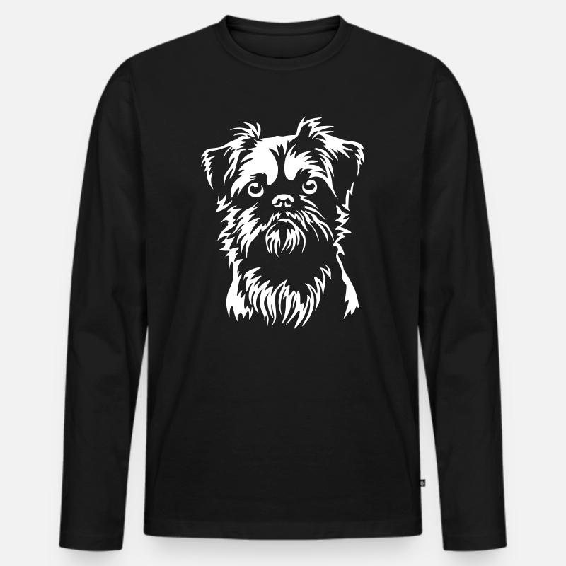 Brüsseler Griffon Kopf "Black Edition" - Männer Premium Bio Langarmshirt - Schwarz