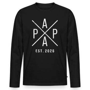 Papa Established Vintage Look 2026 - T-shirt manches longues Premium bio Homme - noir - Devant - Nico (187cm)