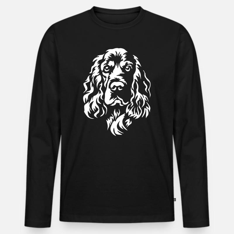 Englischer Cocker Spaniel Kopf "Black Edition" - Männer Premium Bio Langarmshirt - Schwarz