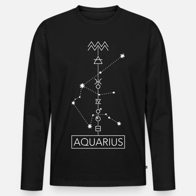 Aquarius - Wassermann Sternzeichen - weiss - Männer Premium Bio Langarmshirt - Schwarz