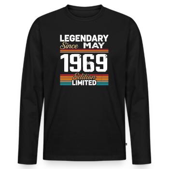 Mai 1969 Vintage Mai 1969 Retro Mai 1969 - T-shirt manches longues Premium bio Homme - noir - Devant - Nico (187cm)