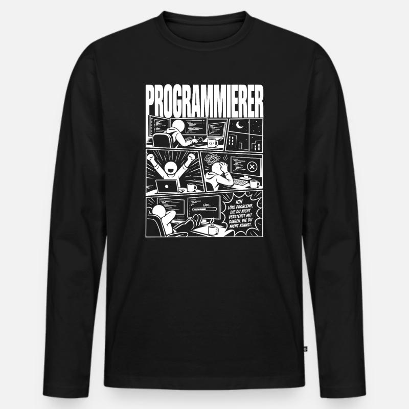 Programmierer lösen unbekannte Probleme - Männer Premium Bio Langarmshirt - Schwarz