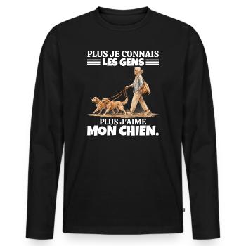 L'Amour de mon Papa : Hommage et Souvenir - T-shirt manches longues Premium bio Homme - noir - Devant - Nico (187cm)