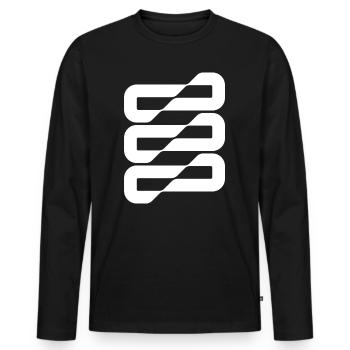 Bandes d’ondes de flux Résumé - T-shirt manches longues Premium bio Homme - noir - Devant - Nico (187cm)