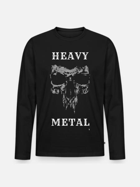 Skull Heavy Metal - Männer Premium Bio Langarmshirt - Schwarz