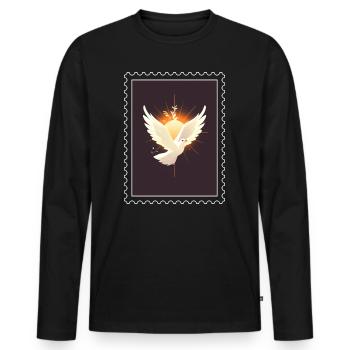 "Dove of Peace" stamp - Men's Premium Organic Long Sleeve Shirt - black - Front - Nico (187cm)