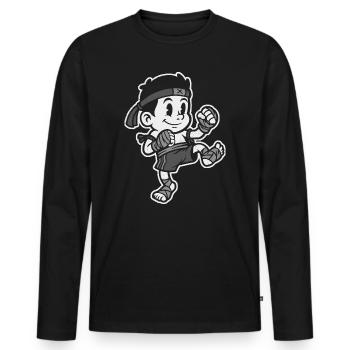 Little Nak Muay – Combattant Muay Thaï - T-shirt manches longues Premium bio Homme - noir - Devant - Nico (187cm)
