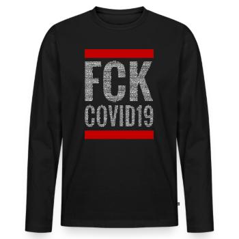 FCK COVID19 (blanc) - T-shirt manches longues Premium bio Homme - noir - Devant - Nico (187cm)